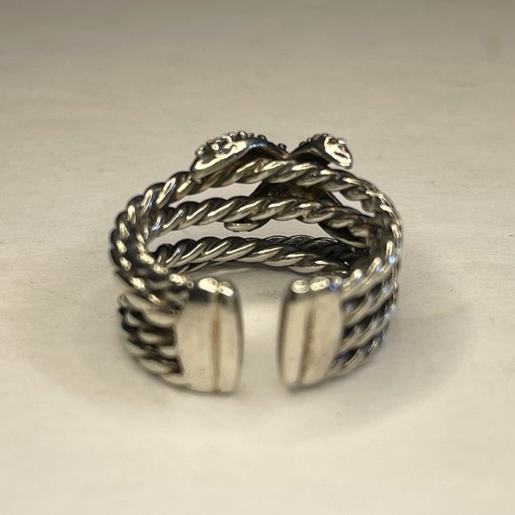 DAVID YURMAN Expandable Crossover X Silver Diamond Ring DY227 - Picture 5 of 10